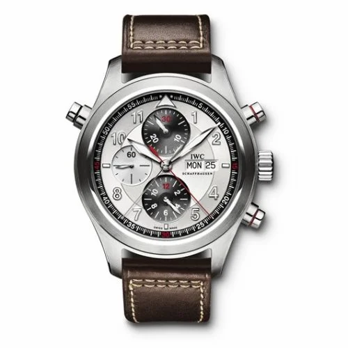 IWC Pilot's Watch Spitfire Double Chronograph Stainless Steel / Panda / Strap IW3718-06 (3718-06, IW371806)